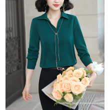 Fashion Women Autumn Fruit Green Shirt Casual Chiffon Blouses Top
